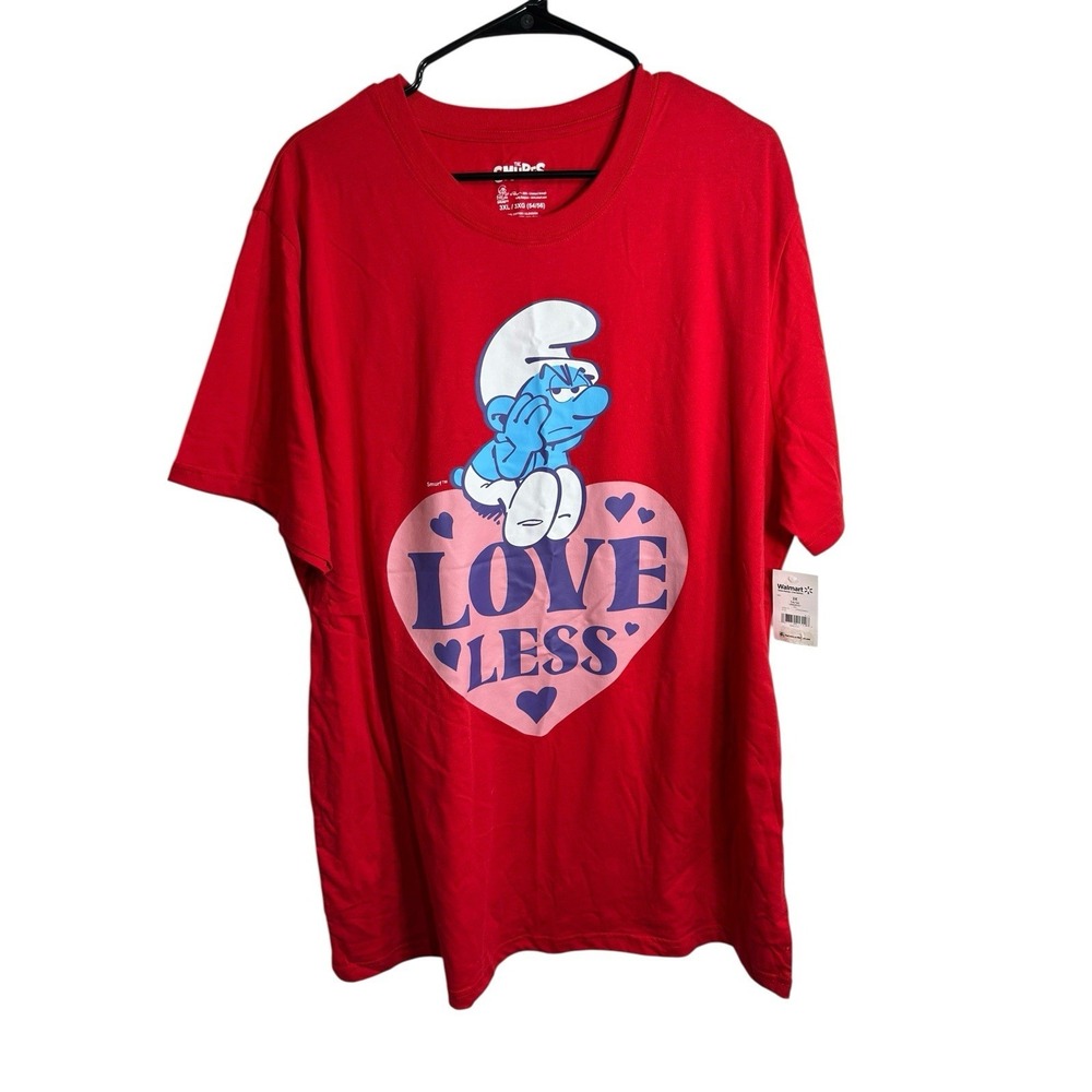 smurfs womens short sleeve valentines love less shirt size 3X XXXL 3XL 54 56‎